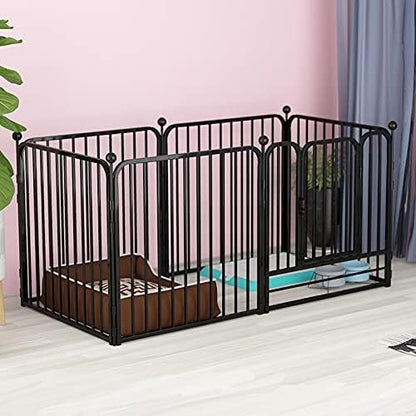 PEIPOOS Dog Panel Pet Playpen Pen Bunny Fence Indoor Outdoor Fence Playpen Heavy Duty Exercise Pen Dog Crate Cage Kennel (55" L x 27.5" W x 31.5" H) (Black)