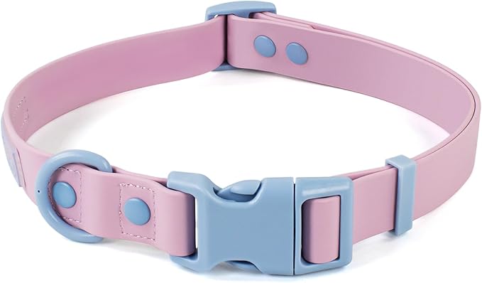 Wolfone Waterproof Dog Collar with Quick Release Buckle， Cute Adjustable Collar for Dogs Comfort Sturdy Durable Odor Proof Easy Care（Sweet Lilac 37.5-55cm）