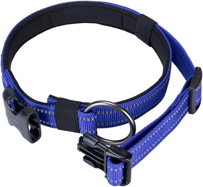 EXCELLENT ELITE SPANKER Reflective Dog Collar Classic Soft Padded Breathable Nylon Adjustable Pet Collar with Quick Release Buckle for Boy Girl Male Female Puppies Small Medium Large Dogs(Blue-S)