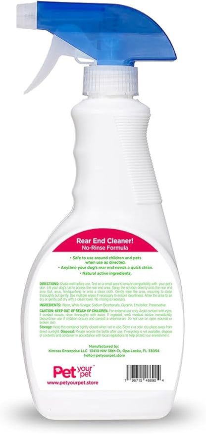 Dog Rear End Cleaner - Safe Dog Butt Spray to Keep Your Dog’s Backside Clean & Fresh - No Rinse Dog Spray Made with Natural Ingredients - Anal Cleaner Pet Supplies