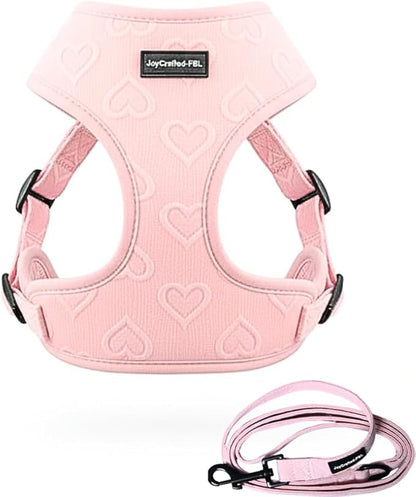 No-Pull, No-Choke Dog Harness & Leash Set – Stylish & Fun – Lightweight, Breathable Neoprene – Unique Heart Pattern – Adjustable for Extra Small Dogs (Harness Leash Set-Pink, X-Small)