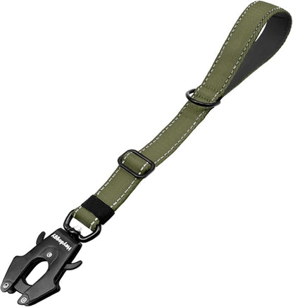Strong Heavy Duty Dog Leash - Adjustable 15"-18" Reflective Nylon Training Leash with Padded Handle & Frog Clip, Traffic Control for Large Medium Dogs No Pull Walking Army Green