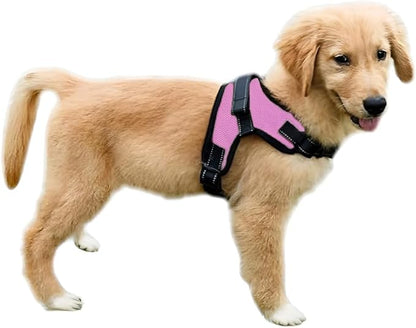 No Pull Reflective Adjustable Dog Harness With Handle- Comfortable Soft All Weather Mesh, Easy On Puppy Harness For Small Medium and Large Dogs (Pink) X-Small