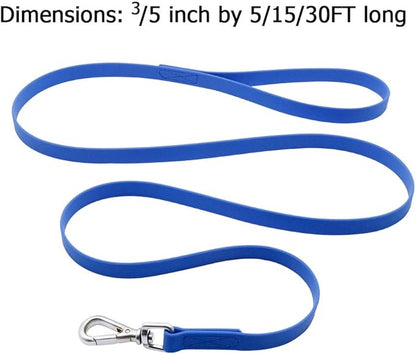 Waterproof Dog Training Leash 50FT 30FT 15FT 10FT 5FT Heavy Duty Recall Long Lead for Large Medium Small Dogs (5FT, Blue)