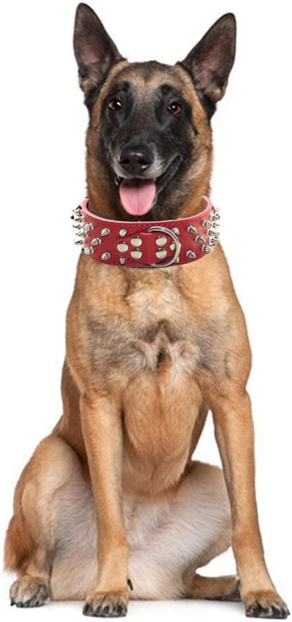Serijoars Spiked Studded Dog Collar, PU Leather Dog Collar, Adjustable Pet Collars for Medium or Large Breed Pet (XL, Camouflage1)