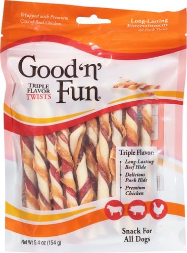 Good 'N' Fun Triple Flavor Twist Chews for Dogs, 22-Count (Pack of 2)