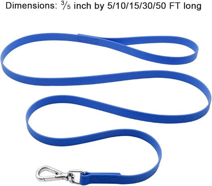 Waterproof Dog Training Leash 50FT 30FT 15FT 10FT 5FT Heavy Duty Recall Long Lead for Large Medium Small Dogs (10FT, Blue)