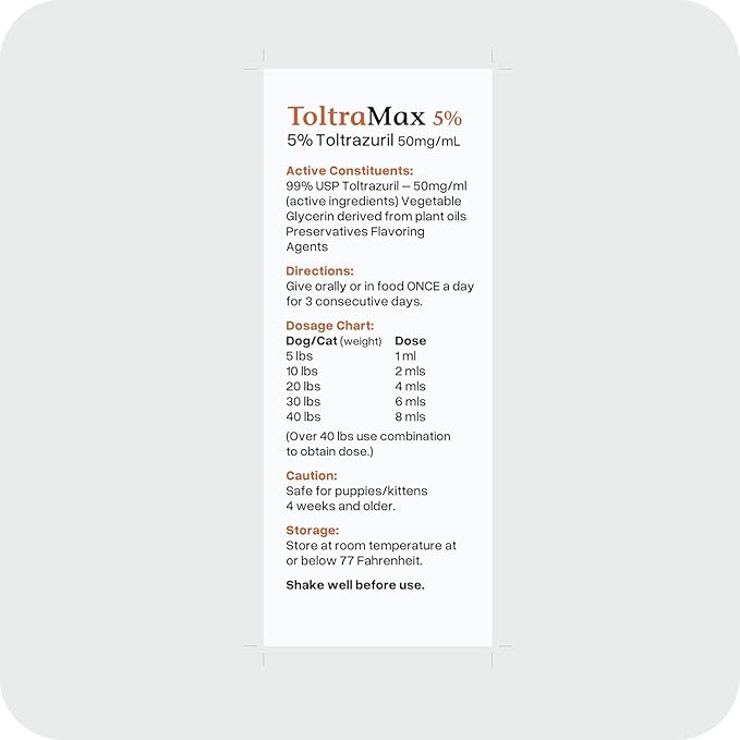 ToltraMax Toltrazuril 5.0% for Horses, Dogs, Cats, 240mL/8 Ounce, for Non-Food Chain Animals, Alfalfa