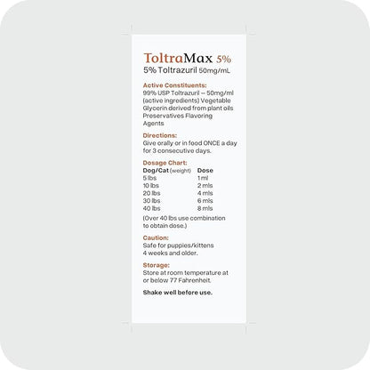 ToltraMax Toltrazuril 5.0% for Horses, Dogs, Cats, 240mL/8 Ounce, for Non-Food Chain Animals, Alfalfa