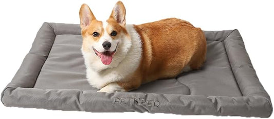 4-Season Water-Resistant Dog Beds for Metal Crates, Indoor & Outdoor Use for Dogs up to 100 lbs, Durable Oxford 900D Fabric, Plush Pillow & Supportive Foam, Washable (45 inches, Grey)