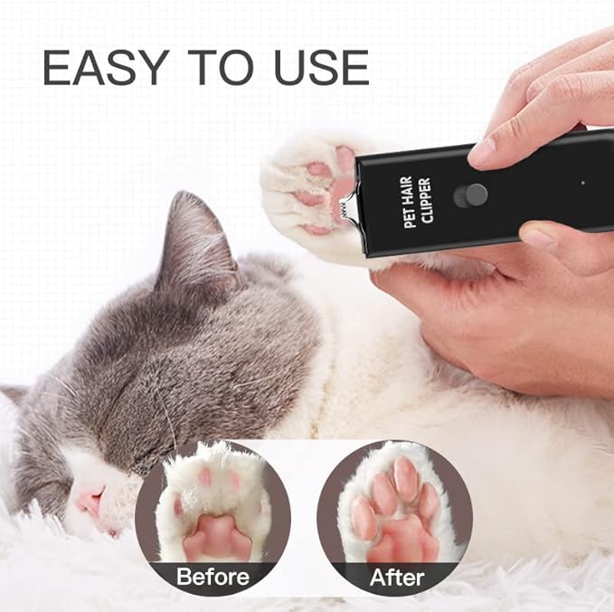Tileon Feet Hair Trimmer, Dog Clippers,Quiet Washable USB Rechargeable Cordless Dog Grooming Kit,Electric Pets Hair Trimmers Shaver Shears for Dogs and Cats Black