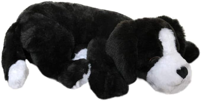 Calmeroos Puppy Heartbeat Toy Sleep Aid with 2 Long-Lasting Heat Packs Last 36 Hours Each Puppy Anxiety Relief Soother Dogs Cuddle Calming Behavioral Aid for Pets (Black and White)