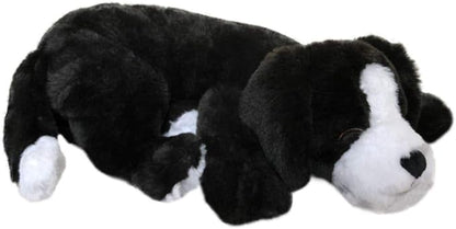 Calmeroos Puppy Heartbeat Toy Sleep Aid with 2 Long-Lasting Heat Packs Last 36 Hours Each Puppy Anxiety Relief Soother Dogs Cuddle Calming Behavioral Aid for Pets (Black and White)