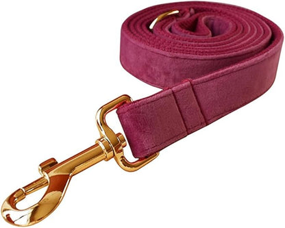 JAY D.L Dog Collar and Leash Set，Soft & Comfy Velvet Dog Collars with Heavy Duty Metal Buckle and Matching Lead Adjustable for Small Medium Large Dogs (XLarge, Rose)