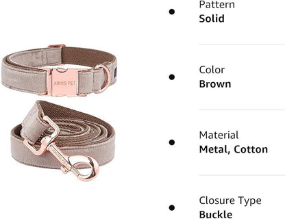 ARING PET Dog Collar and Leash, Velvet Dog Collar and Leash Set, Soft & Comfy, Adjustable Collars for Dogs