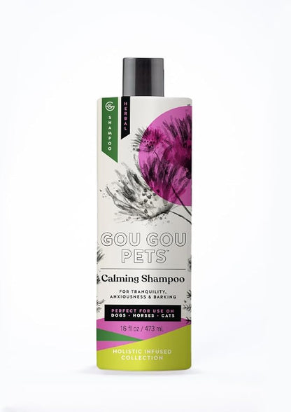 Gou Gou Pets Holistic Natural Derived Calming Pet Shampoo for Anxiety: Veterinarian Recommended: Providing Stress Relief for Dogs, Cats and Horses - Made in USA - 16 oz