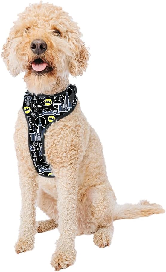 Sassy Woof Dog Adjustable Harness - Batman™ - L, Breathable Mesh, No Pull Design with Two D-Rings, Patented Design, Ideal for Large Dogs - Officially Licensed