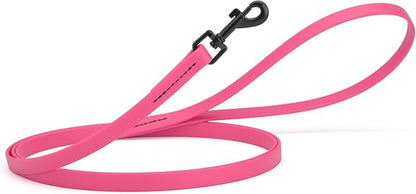 Dogline Biothane Waterproof Dog Leash 2/4/6 Ft Strong Coated Nylon Webbing with Black Hardware Odor-Proof Easy to Clean High Performance for Small or Large Dogs Made in USA, Passionfruit Pink