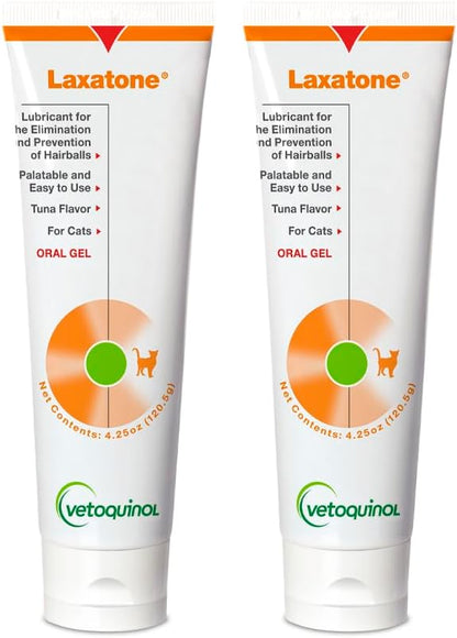 Vetoquinol Laxatone Oral Hairball Lubricant Gel for Cats – Tuna-Flavored, 4.25oz (2 Pack) – Lubricant for Helping w/Hairball Prevention & Elimination