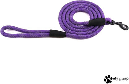 Max and Neo Rope Leash Reflective - 6 FT x 1/2" Purple, Donate a Leash to Dog Rescue