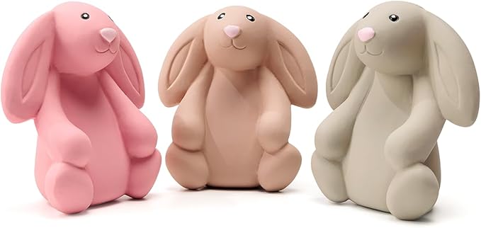 Pawdoer Squeaky Dog Toys for Medium Dogs, Soft Latex Bunny Squeaky Dog Ball, Cute Funny Squeak Rabbit Pet Toys