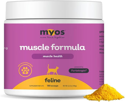 MYOS Feline Muscle Formula - Powered by Fortetropin for Senior Cats - Aids Weight Gain, Muscle Growth & Mobility Support - Natural, Cat Nutritional Supplement - 180 Servings