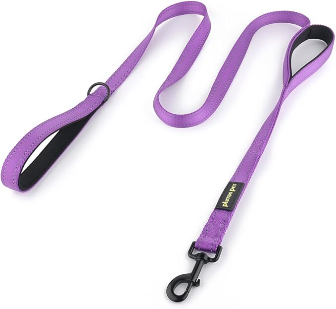 Plutus Pet Dog Leash 6ft Long, Traffic Padded Two Handle, Heavy Duty, Reflective Double Handles Lead for Control Safety Training, Leashes for Large Dogs or Medium Dogs, Dual Handles Leads (Purple)