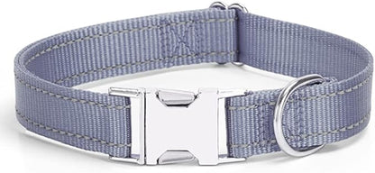 Love Dream Reflective Dog Collar with Metal Buckle, Adjustable Safety Nylon Dog Collars with Heavy Duty Quick Release Buckle for Small Medium Large Dogs, Pet Collar with ID Tag Ring