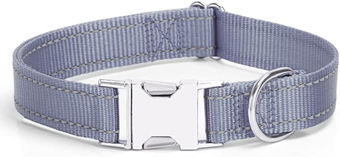 Love Dream Reflective Dog Collar with Metal Buckle, Adjustable Safety Nylon Dog Collars with Heavy Duty Quick Release Buckle for Small Medium Large Dogs, Pet Collar with ID Tag Ring