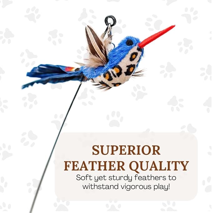 GADGETSOLOGY Interactive Bird Simulation Cat Toy Set Interactive Cat Toys for Indoor Cats Cat Feather Toy 5 Replacement Birds Realistic Feathers & Bells