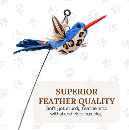 GADGETSOLOGY Interactive Bird Simulation Cat Toy Set Interactive Cat Toys for Indoor Cats Cat Feather Toy 5 Replacement Birds Realistic Feathers & Bells