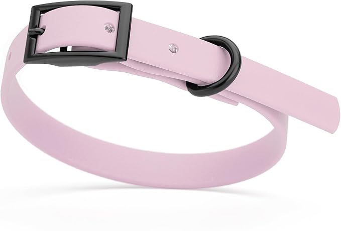 Dogline Biothane Waterproof Dog Collar Strong Coated Nylon Webbing with Black Hardware Odor- Proof for Easy Care Easy to Clean High Performance Fits Small Medium or Large Dogs, Pastel Purple
