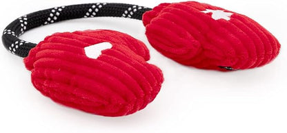 ZippyPaws Ropetugz Christmas Dog Toy - Squeaky Rope Holiday Dog Gifts for Small & Medium Puppy Dogs, Interactive Tug of War Stocking Stuffers for Pets - Snowflake Mittens
