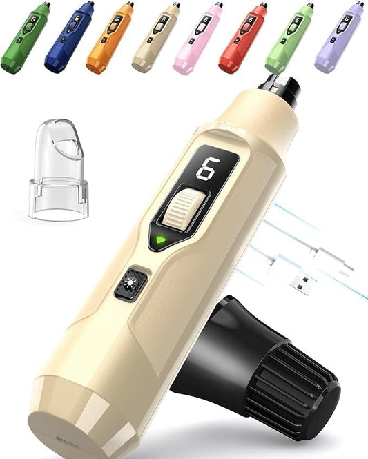 7-Speed Dog Nail Grinder with LED Light – Ultra Quiet Electric Pet Nail Trimmer for Large Dogs & Cats – Professional Grooming Tool with Dust Collector, One-Hand Speed Control & Instant Stop Safety