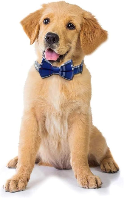 Yizepet Dog Collar with Bow Tie- Adjustable pet Collar for Dogs with Plastic Buckle Collar, Stylish Pattern for Small Medium or Large Boy and Girl Dog and Cat