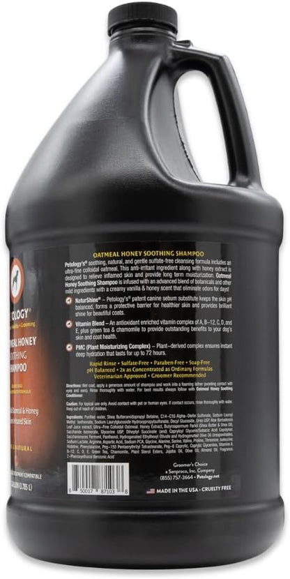 Petology Oatmeal Honey Soothing Shampoo, Gallon - Natural, Gentle, Sulfate-Free, Relieves Inflamed Skin and Provides Long Term Moisturization, Bulk Refill Size 128 oz