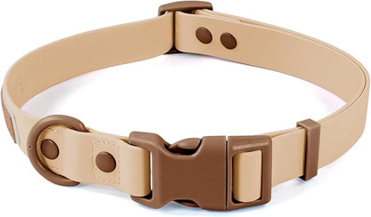 Wolfone Waterproof Dog Collar with Quick Release Buckle， Cute Adjustable Collar for Dogs Comfort Sturdy Durable Odor Proof Easy Care（Cookie Chocolate 37.5-55cm）