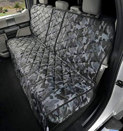4Knines Dog Hammock for Cars, SUVs, and Small Trucks (Regular Size, Camo) – Rear Seat Cover for 60/40 Split Bench w/Armrest & Seatbelt Access – Heavy Duty, Waterproof, Easy Install, Machine Washable