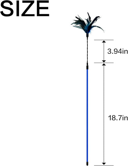 TTcat 3 PCS 22.8” Extra Long Cat Wand Toys Natural Feather Teaser Stick Toys,Interactive Toys for Indoor Cat and Kitten.
