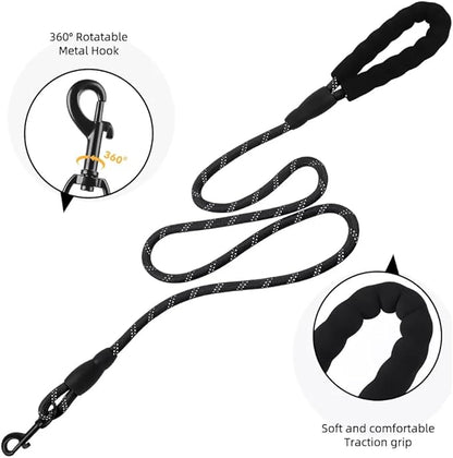 Dog Harness No Pull Adjustable Reflective,for Medium and Large Small Dog with Leash 59.06in (Black, M)