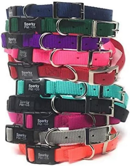 Sparky Pet Co - ECollar Replacement Strap - Easy Release Double Buckle Dog Collar - Rugged Nylon - Adjustable - D Ring - Quick Release Metal Clasp - for Invisible Fence Systems - 3/4" x 24" - Lavender
