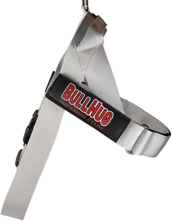 BULLHUG Adjustable Dog Harness– No Pull, No Choke – for English Bulldogs, French Bulldogs, Pugs & Broad-Chested Breeds – Easy, Safe Walks (Silver, Small)
