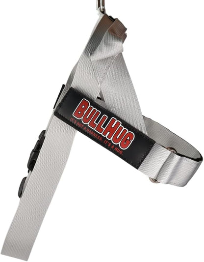 BULLHUG Adjustable Dog Harness– No Pull, No Choke – for English Bulldogs, French Bulldogs, Pugs & Broad-Chested Breeds – Easy, Safe Walks (Silver, Large)