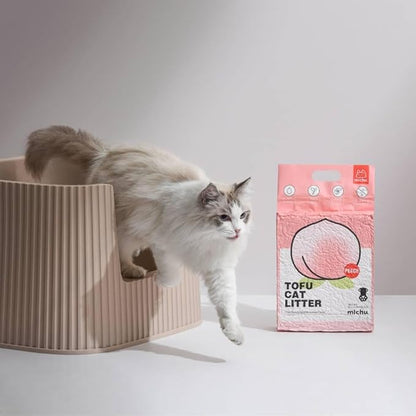 Michu Tofu Cat Litter Natural Clumping Tofu Cat Litter, Fast Clumping and Easily Scoop-able 5.5lb/88oz 5 Scents - Greentea, 4 Pack
