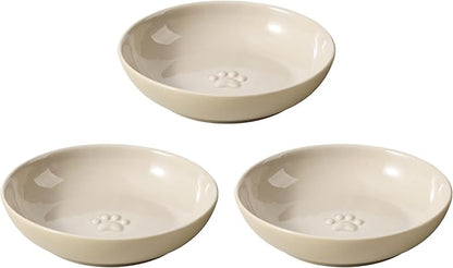Havniva 5.7'' Ceramic Wide Whisker Friendly Cat Dishes, Set of 3 Ceramic Cat Bowls, Indoor Kitten Feeding Food& Water Dish to Prevent Whisker Fatigue(3 Pcs)