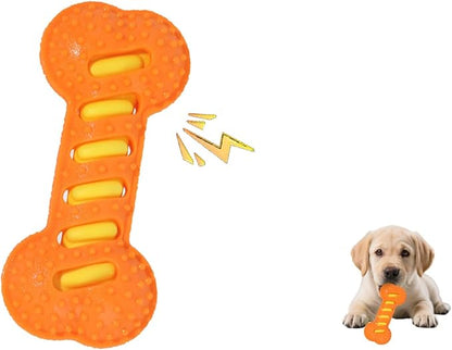 Interactive Dog Chew Sound Toy, Made of TPR Material, is bite-Resistant and Durable. It can be Used for Dog Teeth Cleaning and Training, and is an Ideal Toy for Dogs（Orange）