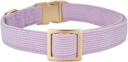 Ewinoom Soft Corduroy Dog Collar and Leash Set Adjustable Durable Dog Collars with Metal Buckle and Lead for Small Dogs,Lilac