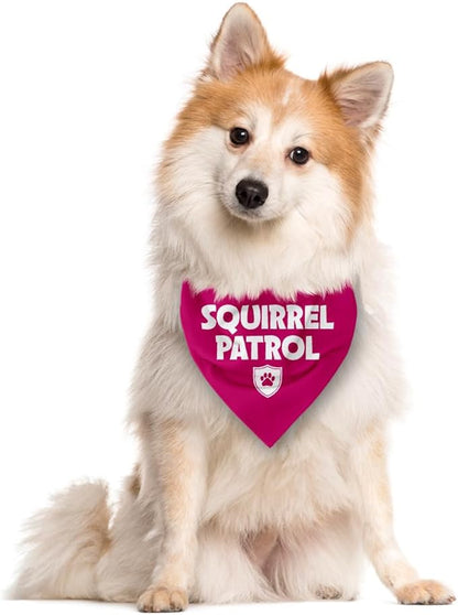 Squirrel Patrol Dog Bandana, Pink Dog Bandana, Funny Cute Dog Bandana, Pet Dog Triangle Scarf, Dog Bandana for Small Medium Large Dogs, Gift for Dog Lover (D21)