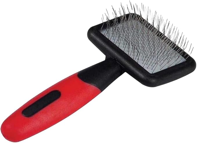 Ryan's Pet Supplies Paw Brothers Mini Pin Tiny Flat Slicker Brush for Dogs, Professional Grade, Stainless Steel Pins, Flexible Head, Comfort Grip, Mini Size, 4.75" x 2.25" x 1.5"