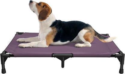 Love&go Elevated Dog Bed with Metal Frame, Cooling Raised Pet Cot for Dog and Cat (M - Purple, Medium-29.9x19.5x5.5 inch)